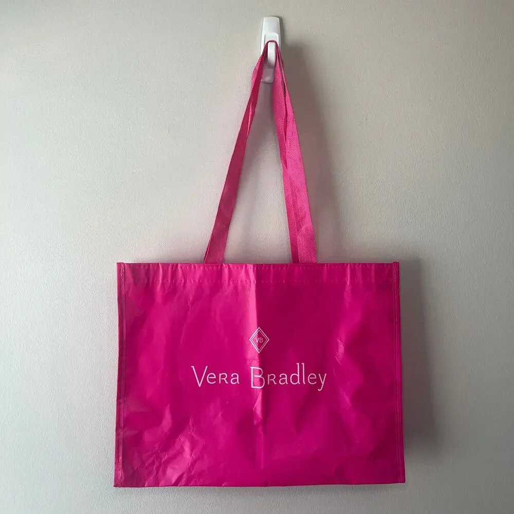 Vera Bradley Reusable Plastic Tote Shopping Bag Hot Pink